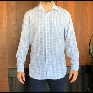 J Crew Sky Blue Plaid Dress Shirt